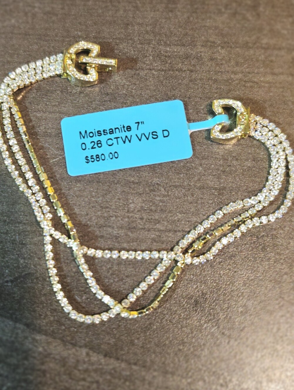 Moissanite 7" Multi-Strand Gold Tennis Bracelet